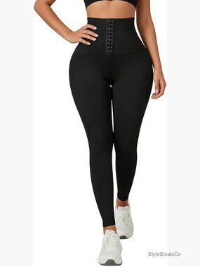 High Waist Compression Leggings with Waist Trainer, Athletic Yoga Pants